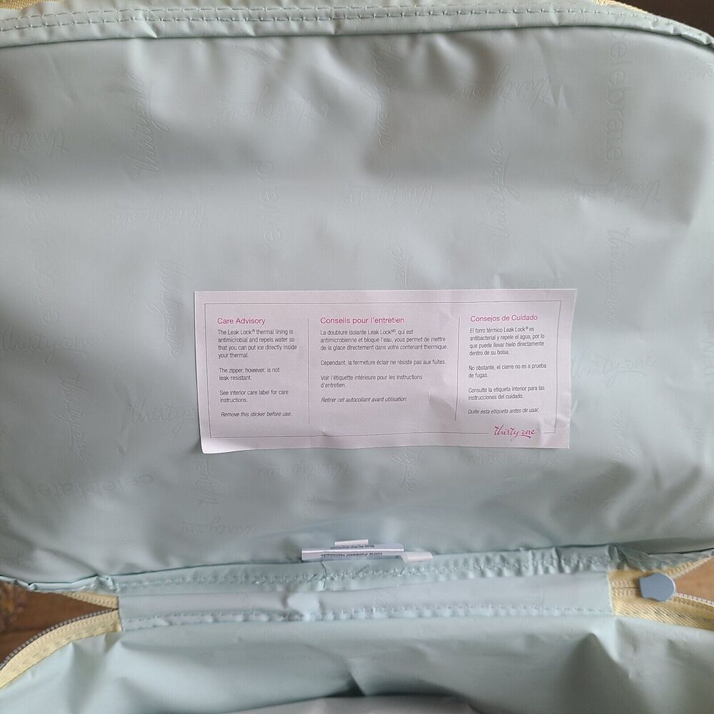 Thirty One Round About Cooler Thermal Bag Embroidered Color Block NEW 14" x 15" - Picture 4 of 8